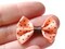 10 35mm Peach Pink and Brown Polka Dot Bows - Loose Bow Embellishments